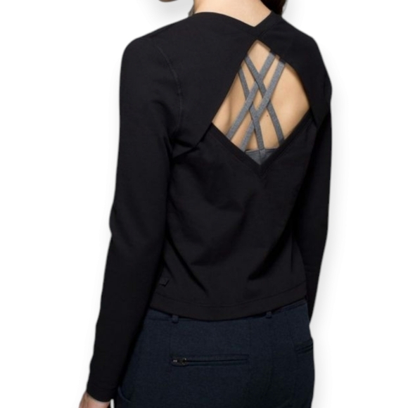 Lululemon Back Up Long Sleeve Open Back Black Light Sweater Medium - Picture 4 of 14